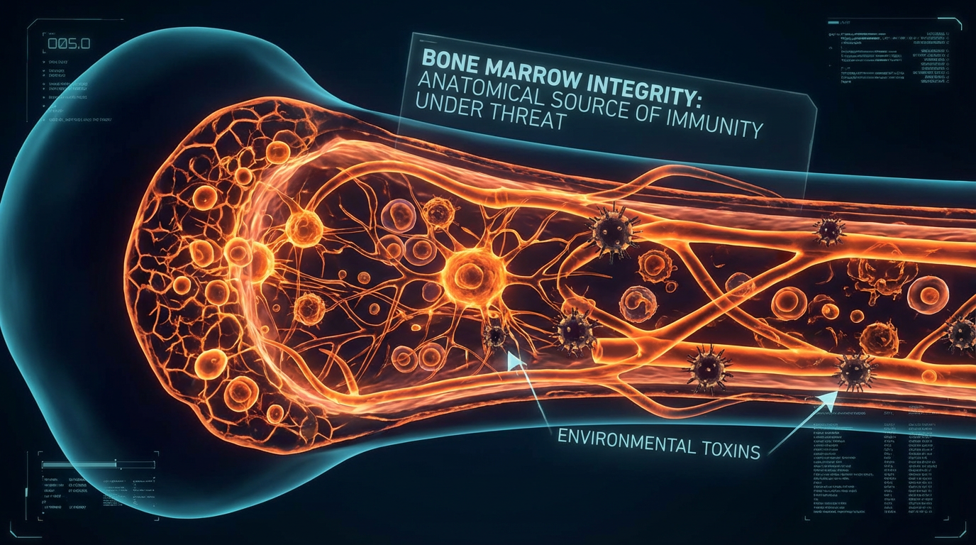 Scientific illustration for Bone Marrow Integrity: The Anatomical Source of Immunity Under Threat from Environmental Toxins