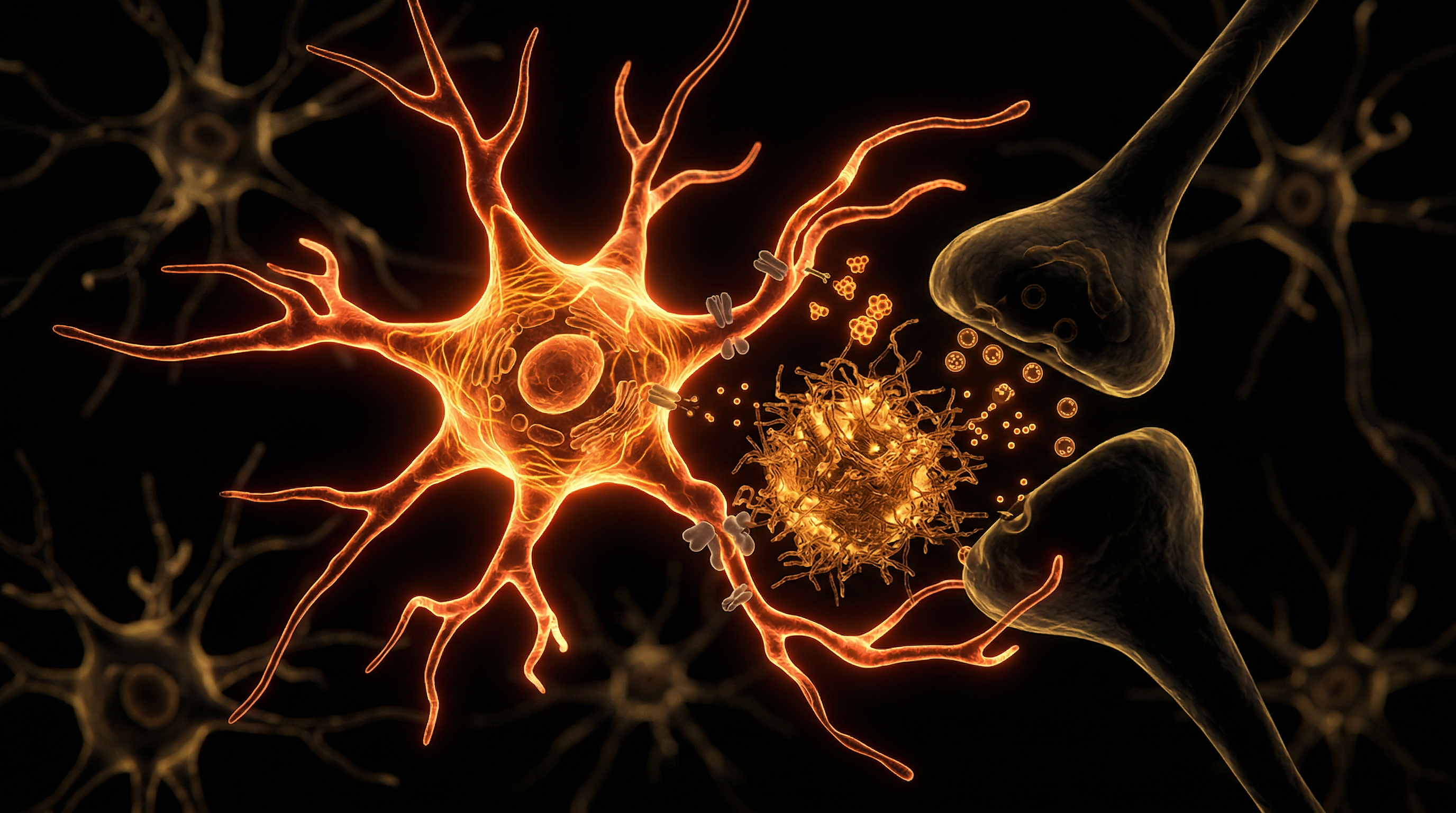 Scientific illustration for Astrocyte Dysfunction: The Root of Neural Plaque Accumulation