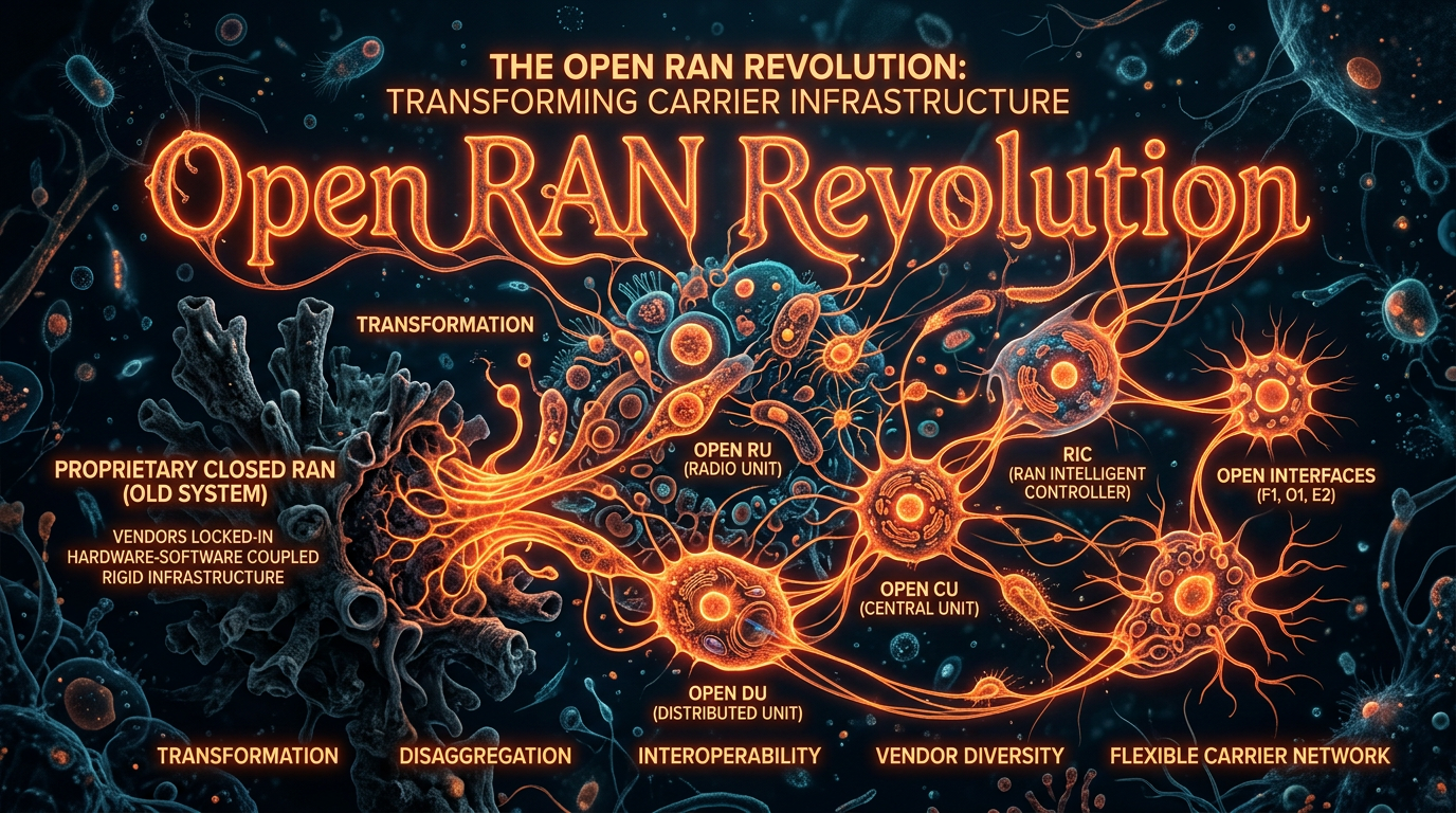 Scientific illustration for The Open RAN Revolution: Transforming Carrier Infrastructure