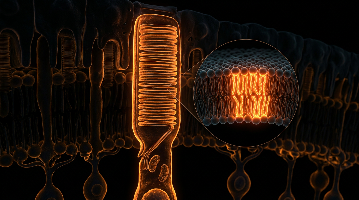 Scientific illustration for Omega-3 DHA: The Structural Foundation of the Photoreceptor Membrane