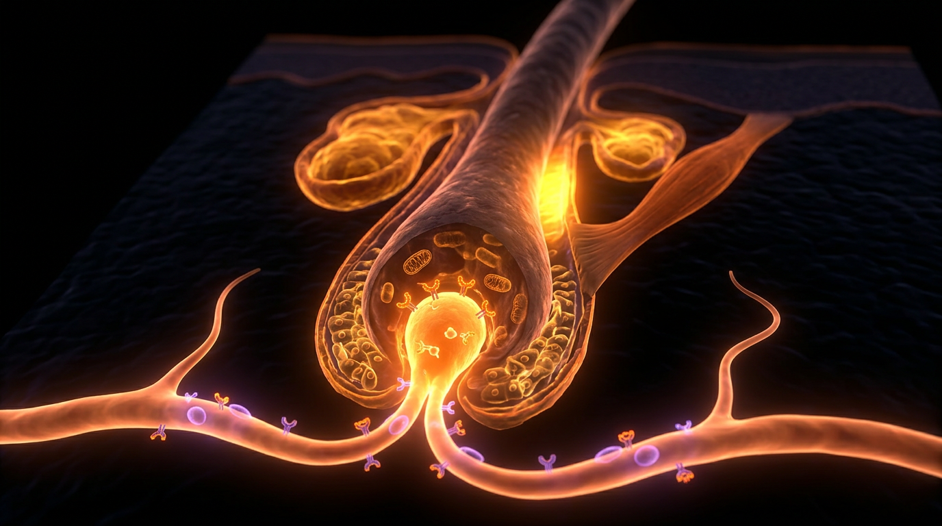 Scientific illustration for Insulin Resistance and Androgens: The Metabolic Link to Thinning Hair