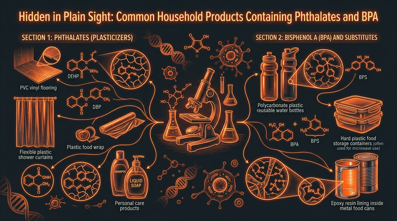 Scientific illustration for Hidden in Plain Sight: Common Household Products Containing Phthalates and BPA