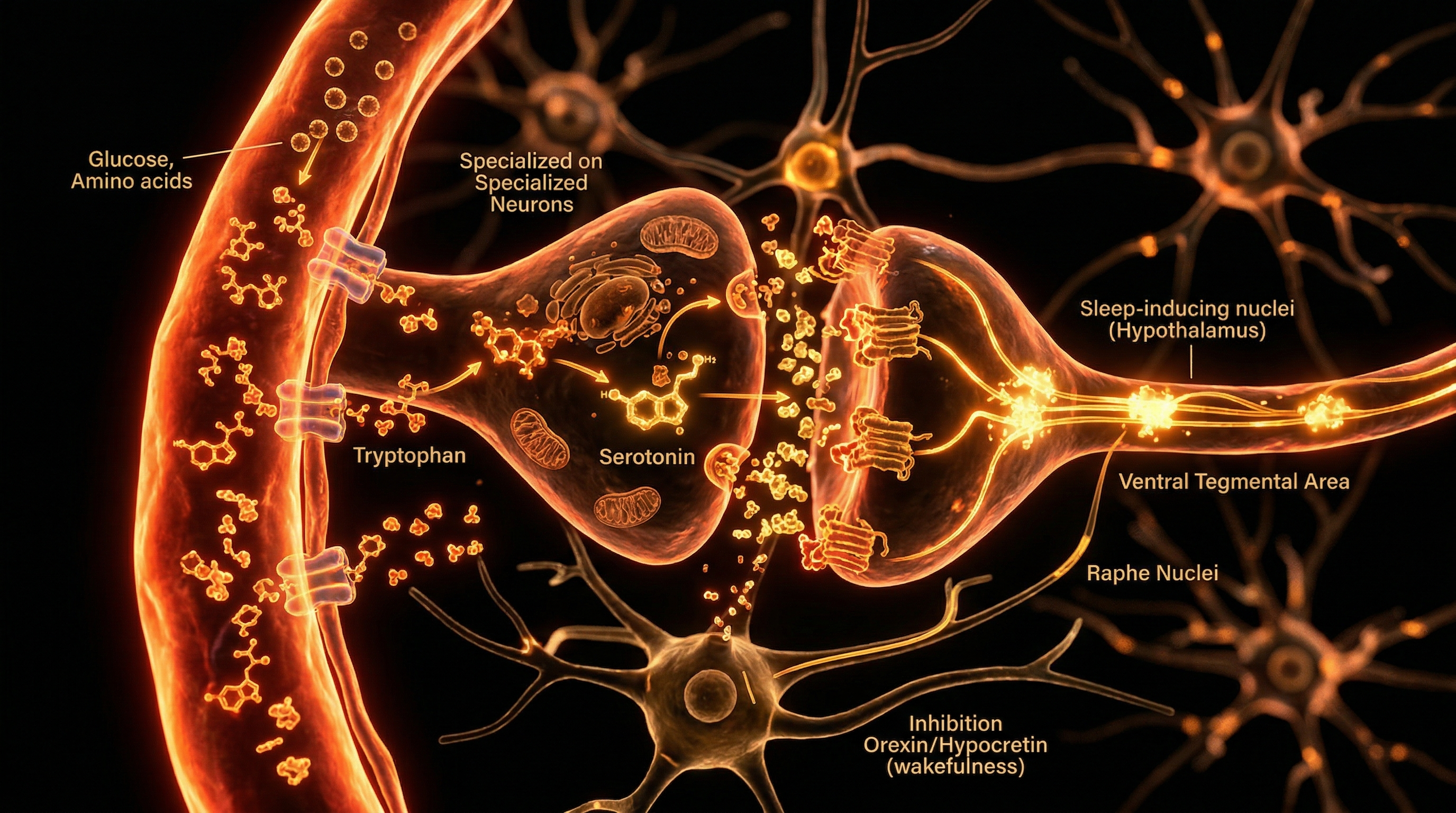 Scientific illustration for The Mechanism of Postprandial Somnolence: Why Your Lunch Makes You Sleepy