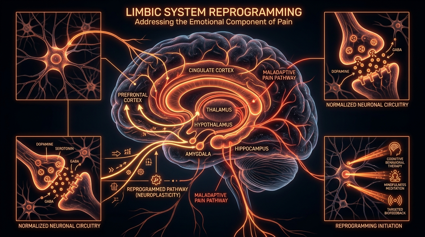 Scientific illustration for Limbic System Reprogramming: Addressing the Emotional Component of Pain