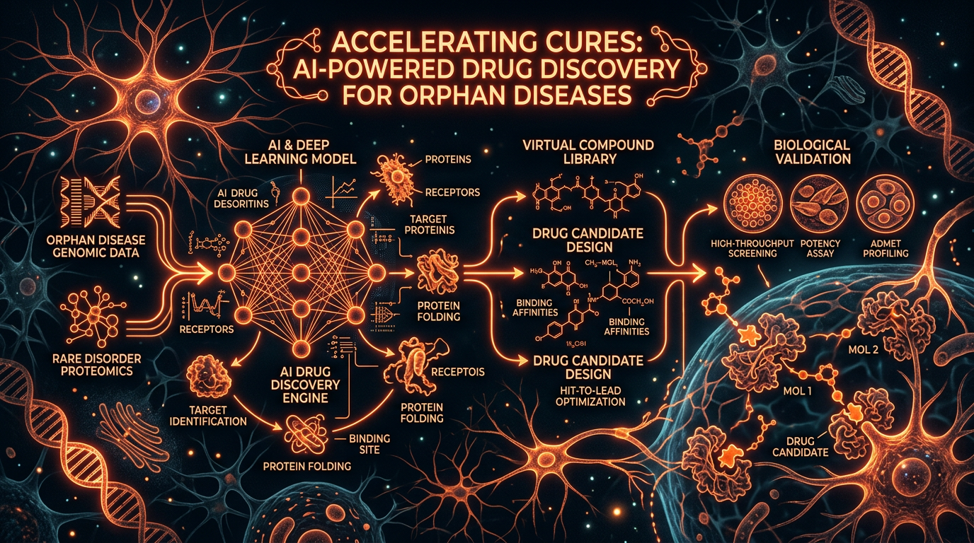 Scientific illustration for Accelerating Cures: AI-Powered Drug Discovery for Orphan Diseases