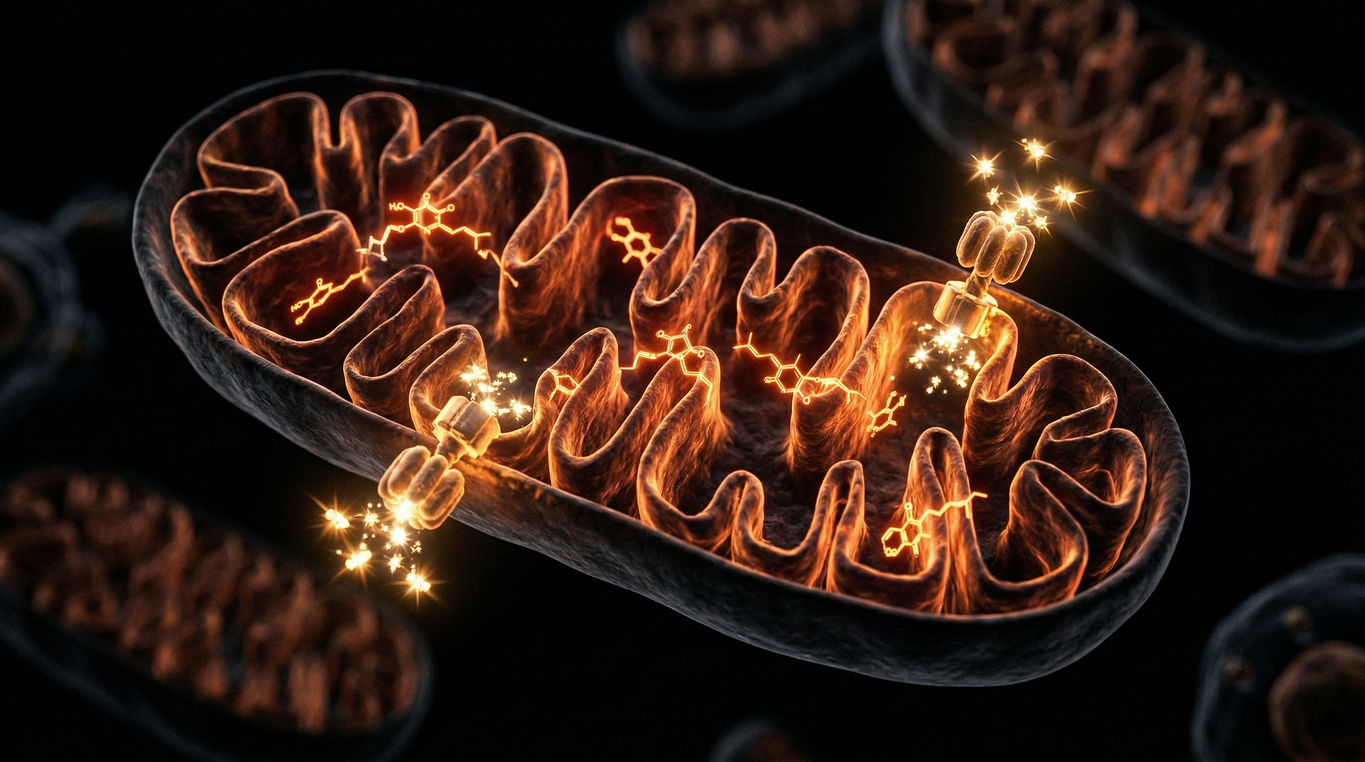 Scientific illustration for Coenzyme Q10: The Mitochondrial Spark Plug Modern Medicine Depletes