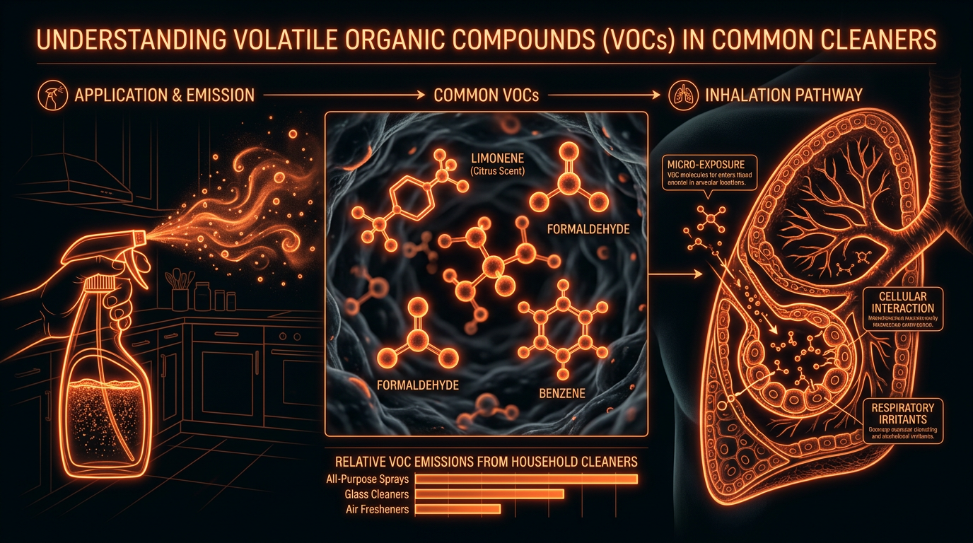 Scientific illustration for Understanding Volatile Organic Compounds in Common Cleaners