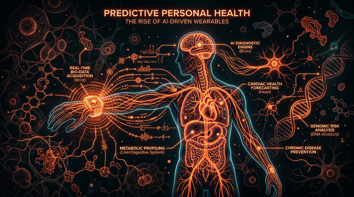 Scientific illustration for Predictive Personal Health: The Rise of AI-Driven Wearables