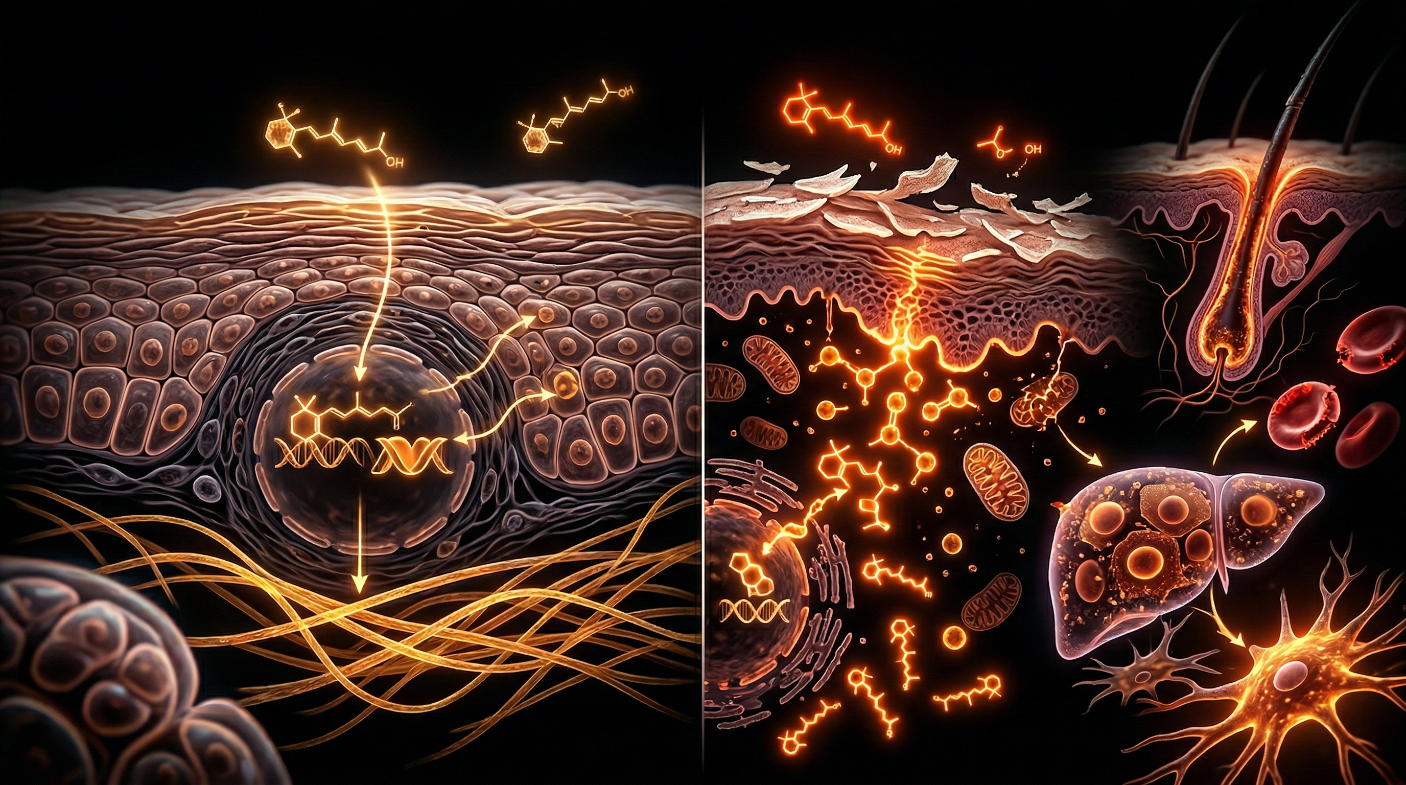 Scientific illustration for Retinol Toxicity: Skin Conditions vs Vitamin A Overload