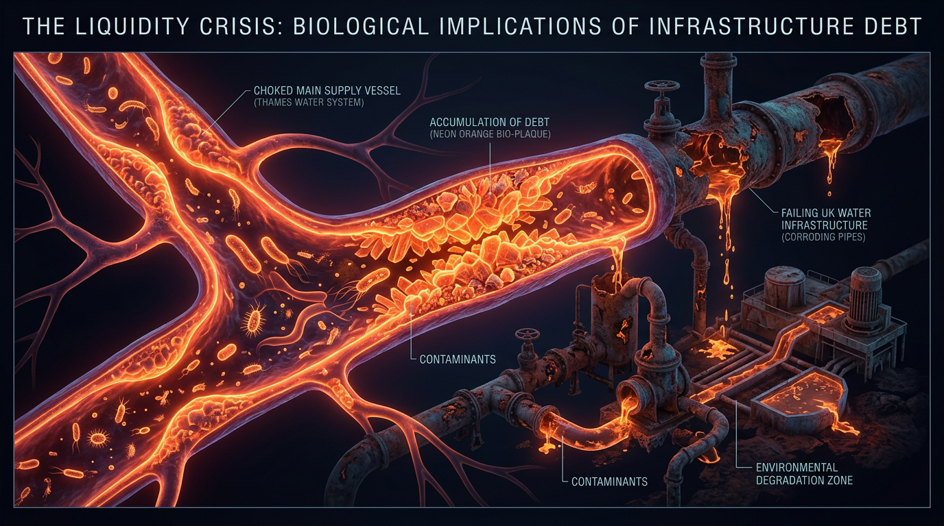 Scientific illustration for The Liquidity Crisis: How Thames Water's Debt Threatens UK Infrastructure
