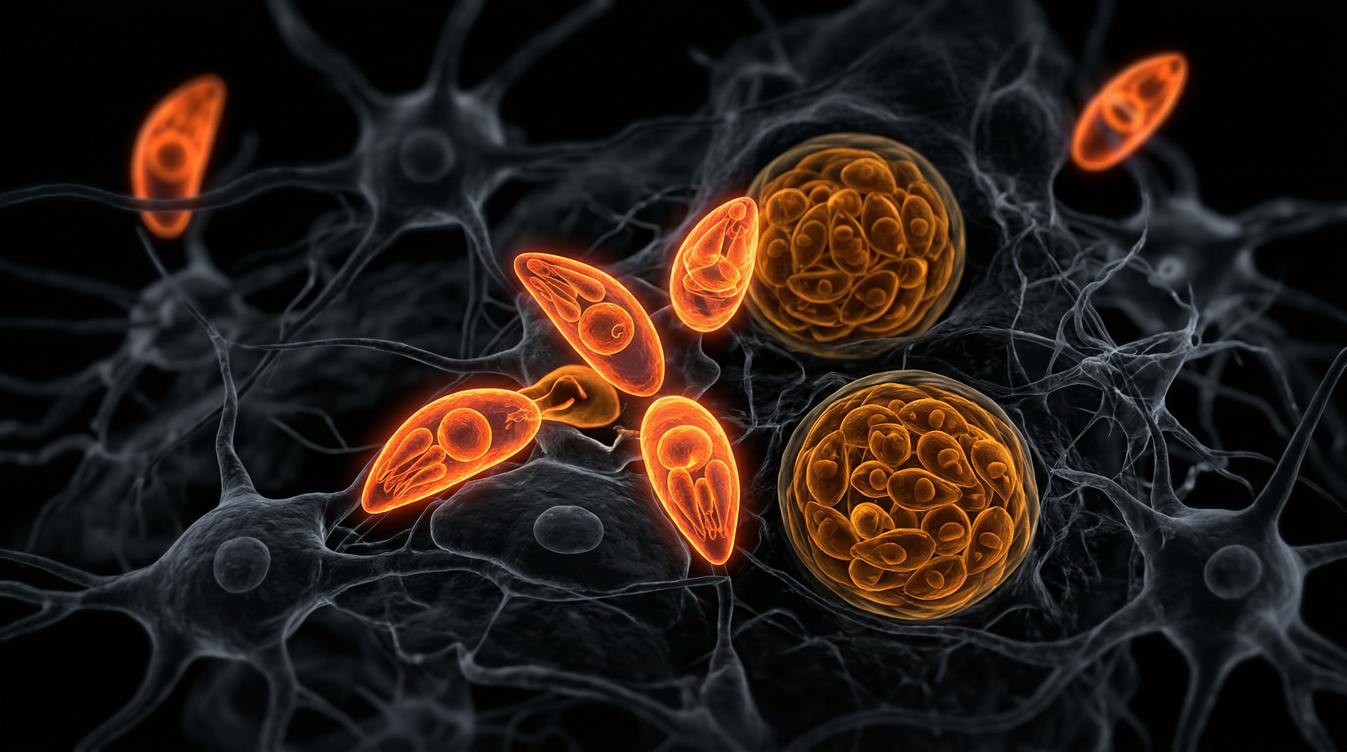 Scientific illustration for Toxoplasma gondii: The Latent Threat to Cognitive Health