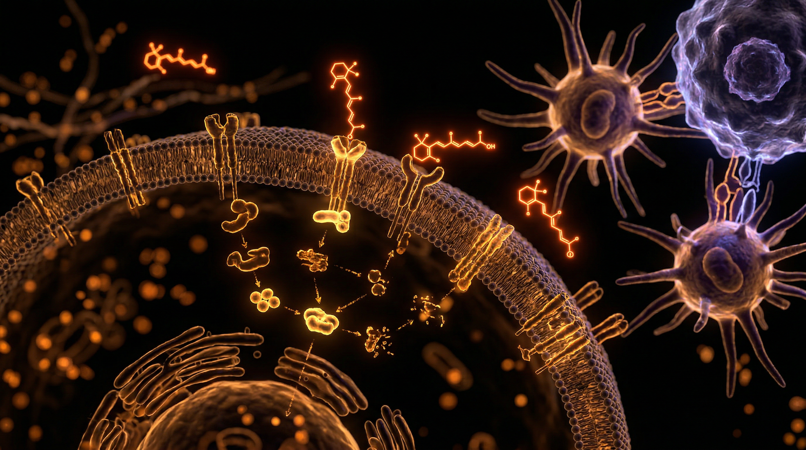Scientific illustration for Vitamin A (Retinol) and Immune Surveillance Decay