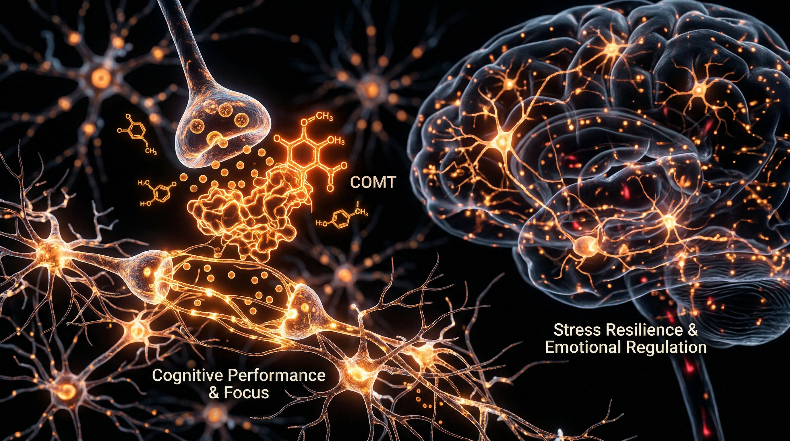 Scientific illustration for How the COMT Gene Dictates Your Cognitive Performance and Stress Resilience