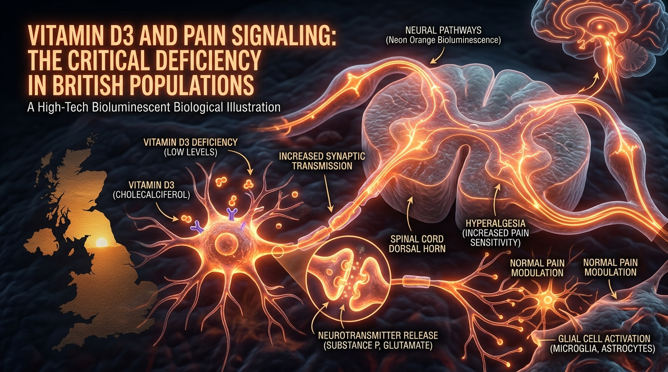 Scientific illustration for Vitamin D3 and Pain Signaling: The Critical Deficiency in British Populations