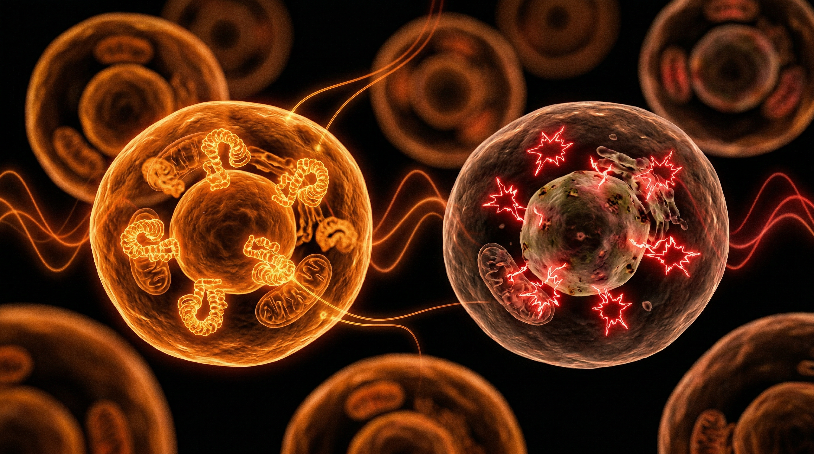 Scientific illustration for Hormetic Priming: How Periodic Heat Stress Enhances Cellular Resistance to Oxidative Damage