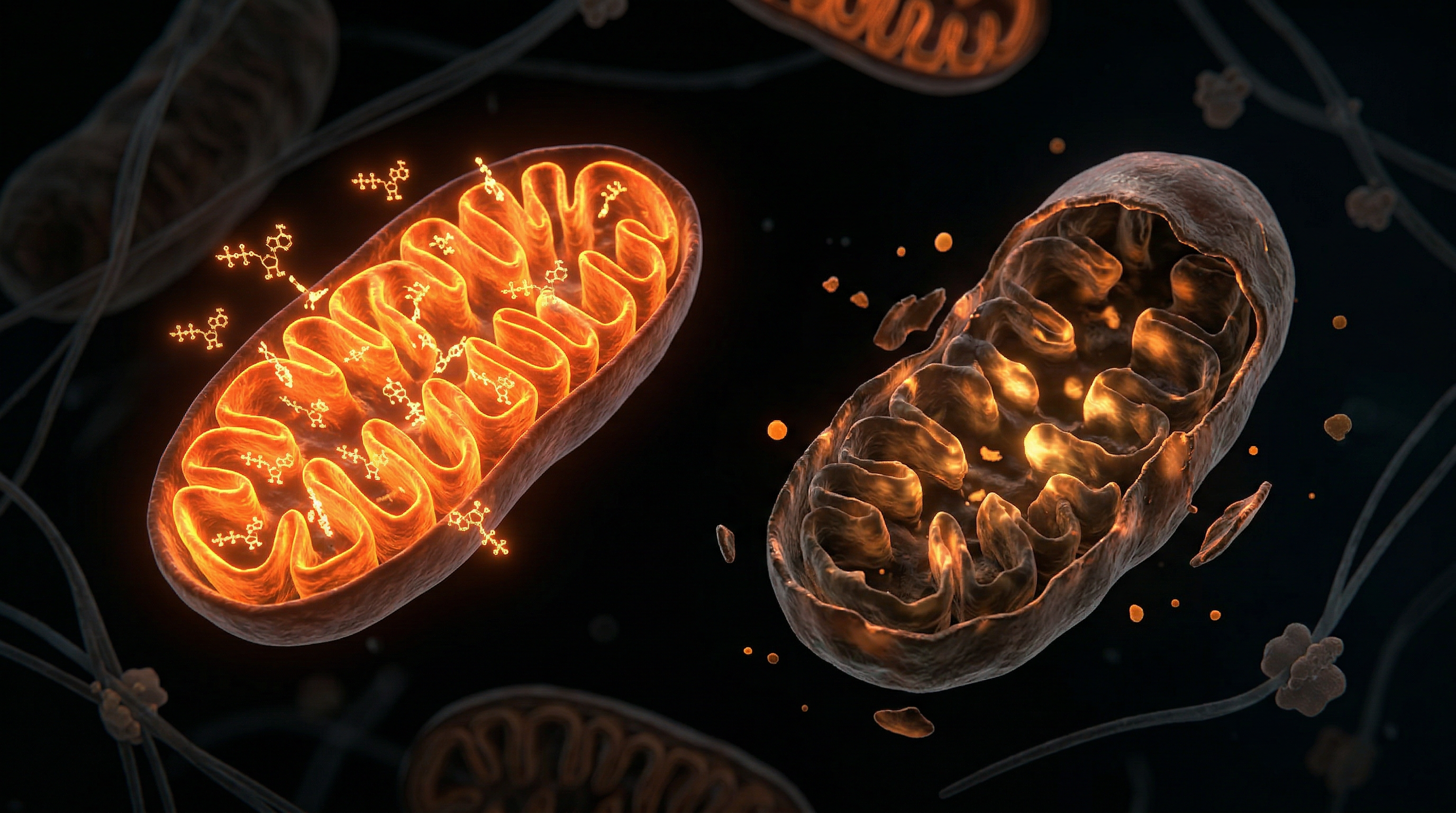 Scientific illustration for Mitochondrial Decay: Why Cellular Power Failure Drives Biological Aging