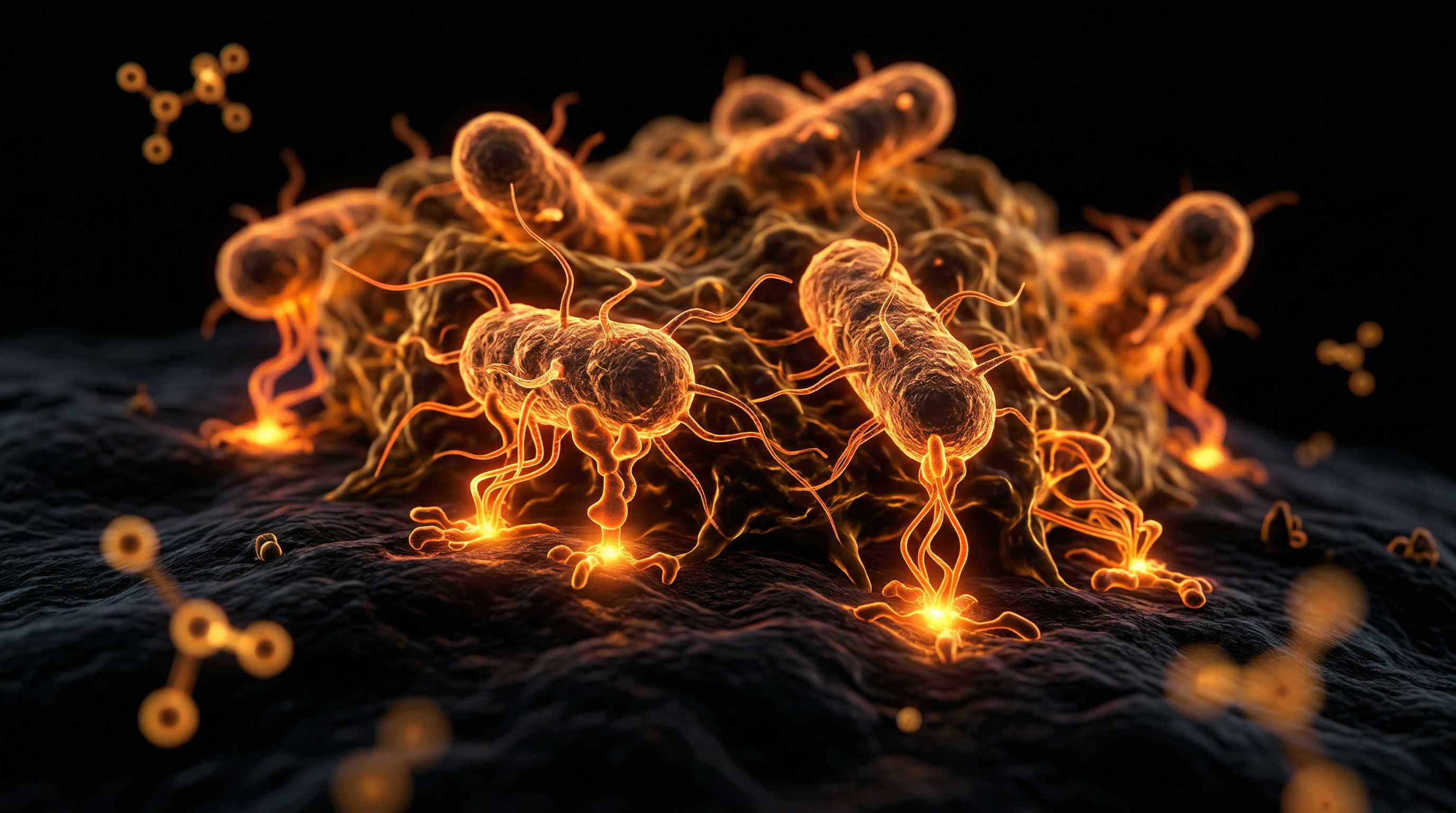 Scientific illustration for Molecular Anchors: Investigating the Adhesion Mechanisms of Pathogenic Biofilms