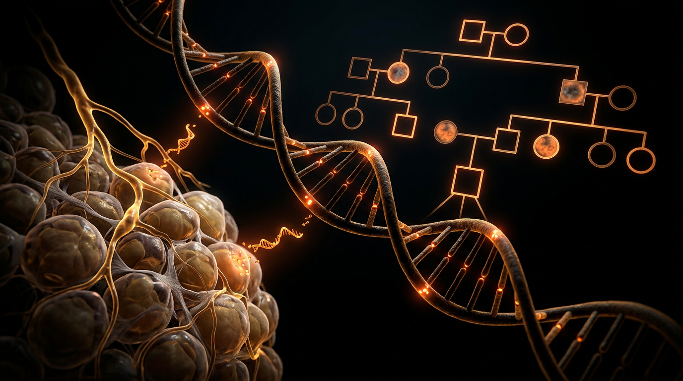 Scientific illustration for Genomic Susceptibility: The Hunt for the Lipoedema Gene and Hereditary Patterns