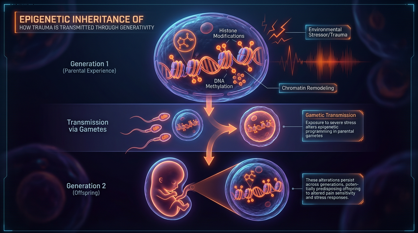 Scientific illustration for Epigenetic Markers of Pain: How Trauma is Transmitted Through Generations