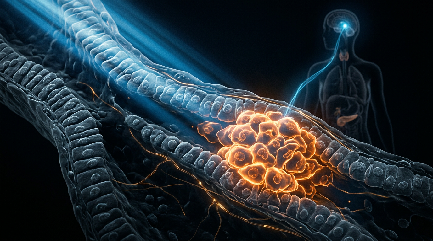 Scientific illustration for Urban Glare and Glandular Health: The Hidden Link Between LEDs and Hormone-Driven Cancers