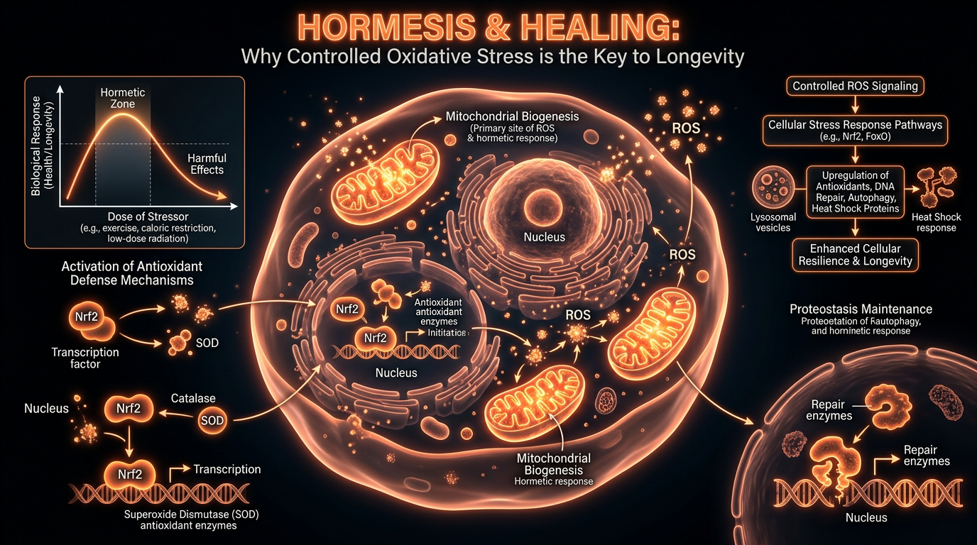 Scientific illustration for Hormesis and Healing: Why Controlled Oxidative Stress is the Key to Longevity