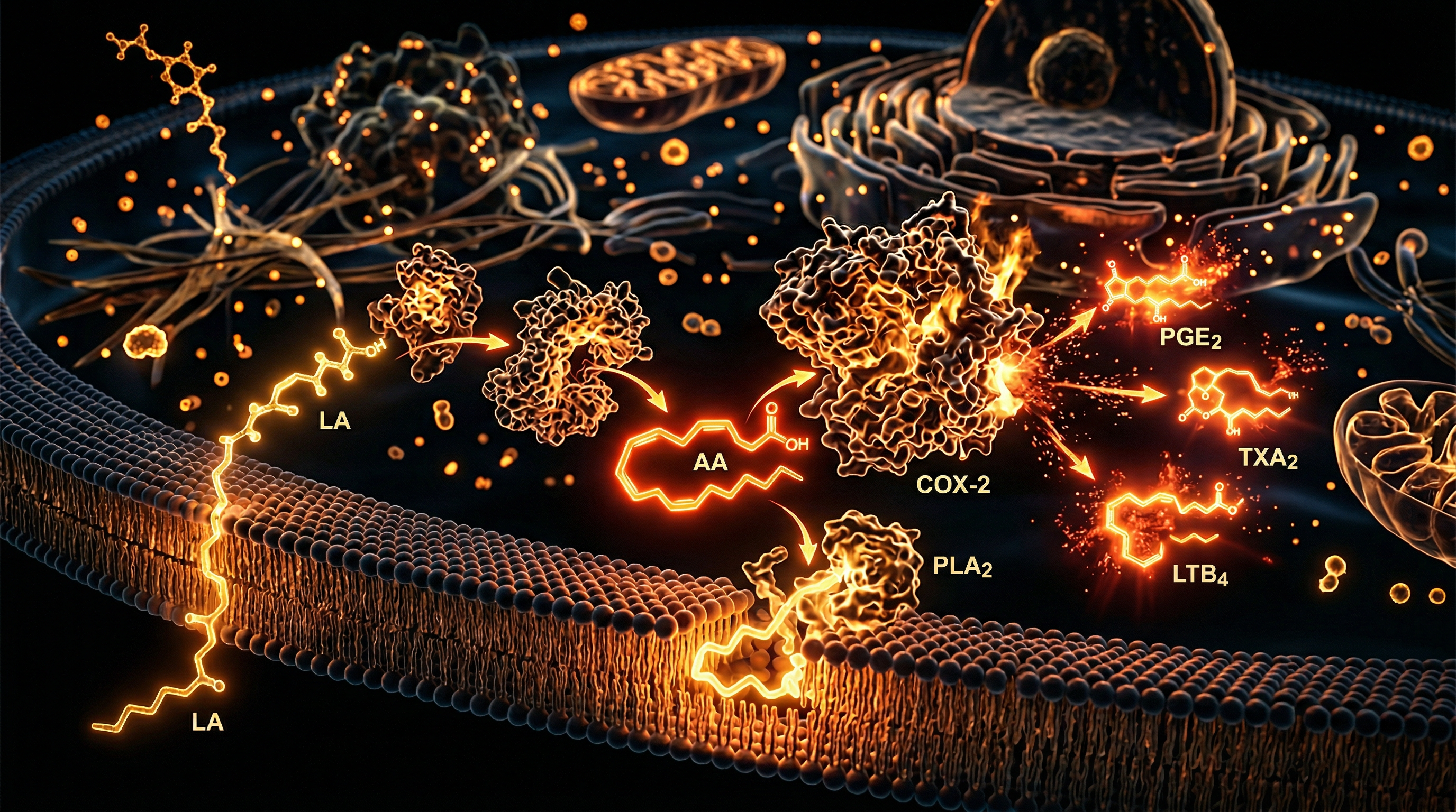 Scientific illustration for Seed Oils and the Pro-Inflammatory Lipid Cascade