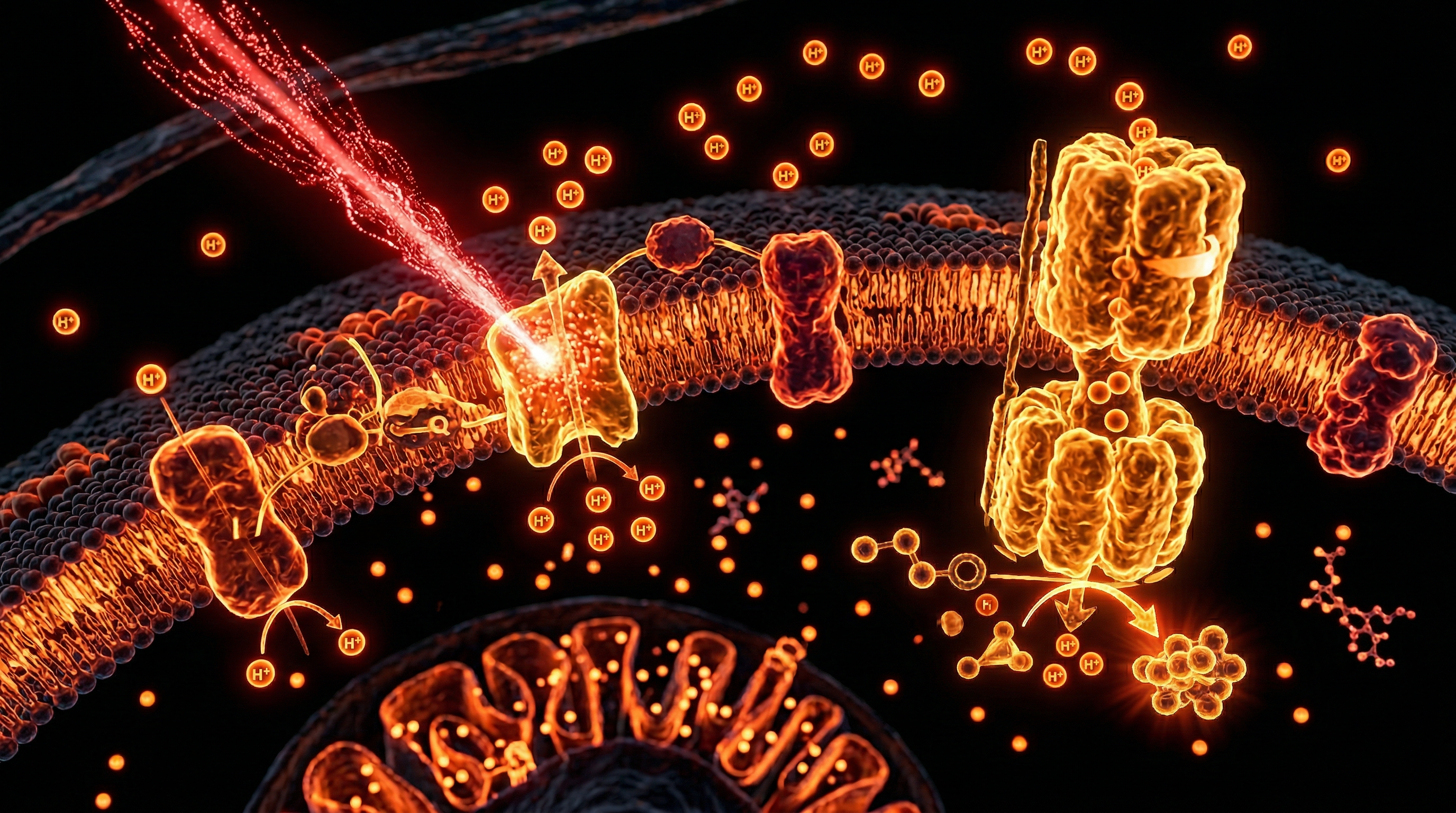 Scientific illustration for The Mitochondrial Engine: How 660nm Photons Fuel ATP Production