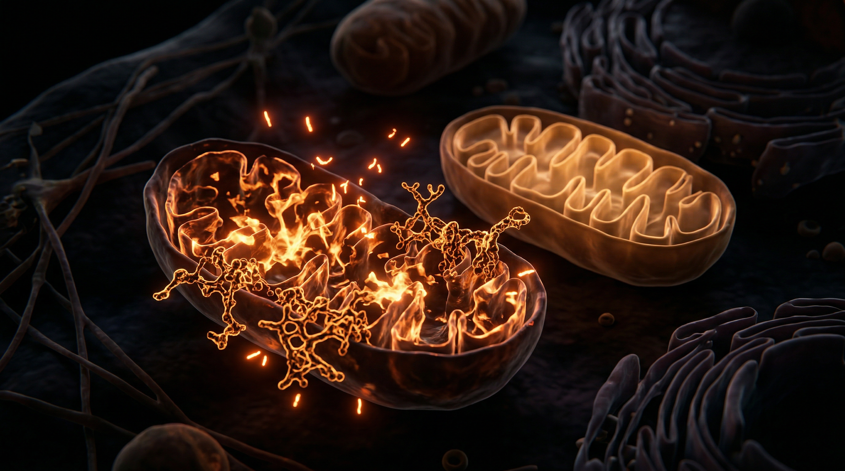 Scientific illustration for Mitochondrial Failure: Fibromyalgia’s Biological Root