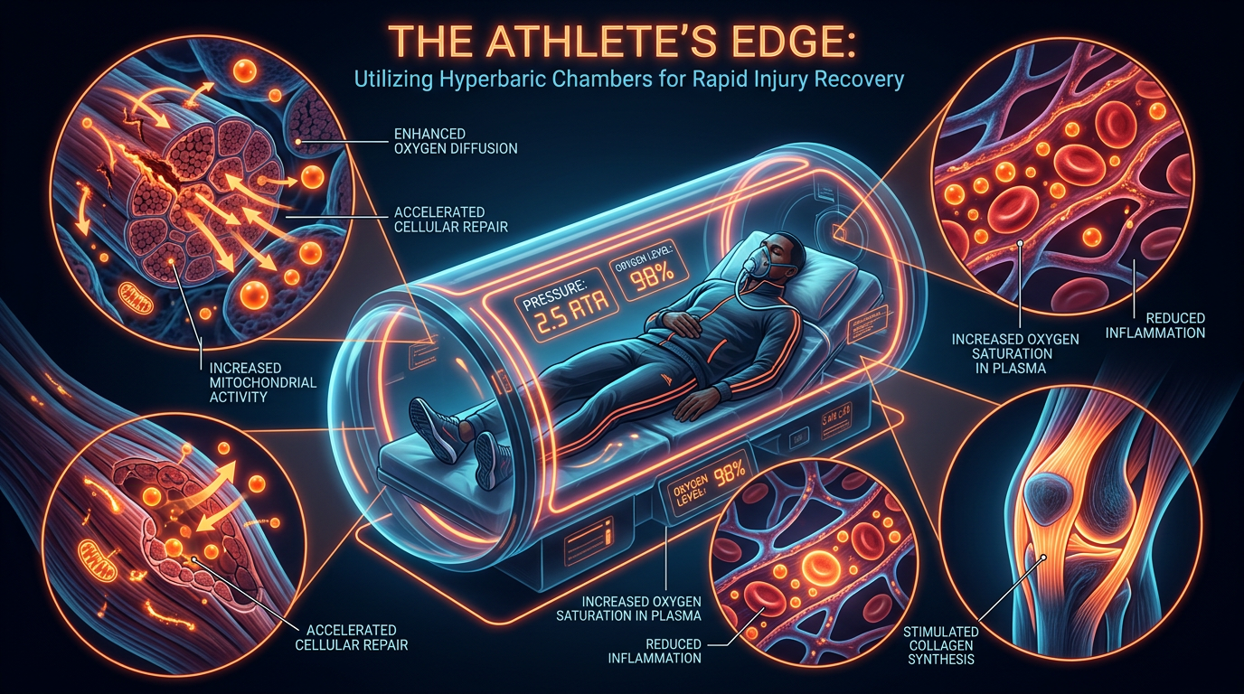 Scientific illustration for The Athlete's Edge: Utilizing Hyperbaric Chambers for Rapid Injury Recovery