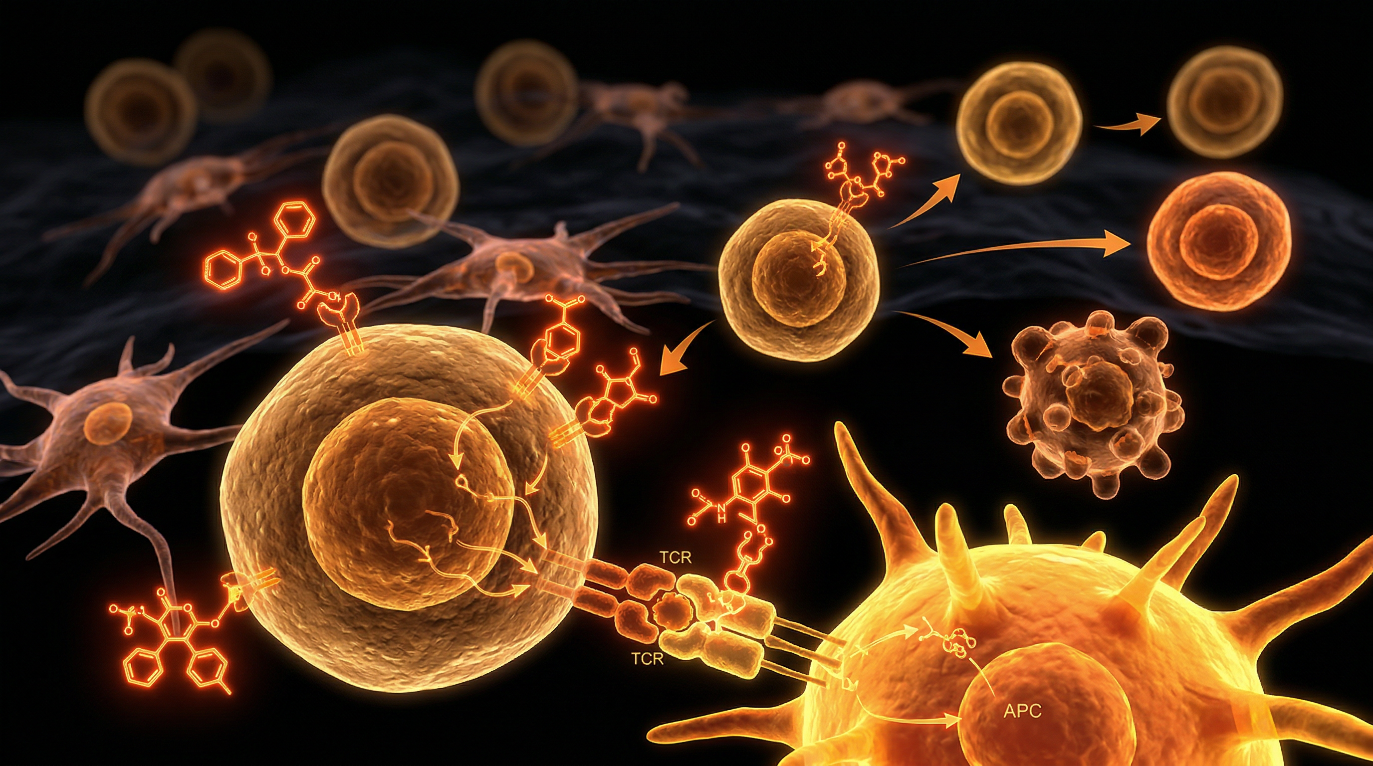 Scientific illustration for Endocrine Disruptors: Chemical Interference in T-Cell Maturation
