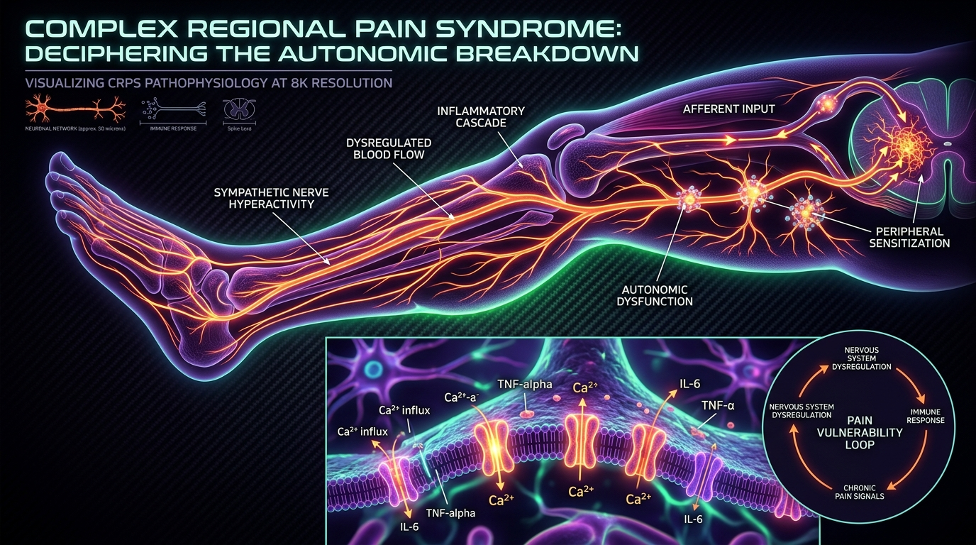 Scientific illustration for Complex Regional Pain Syndrome: Deciphering the Autonomic Breakdown