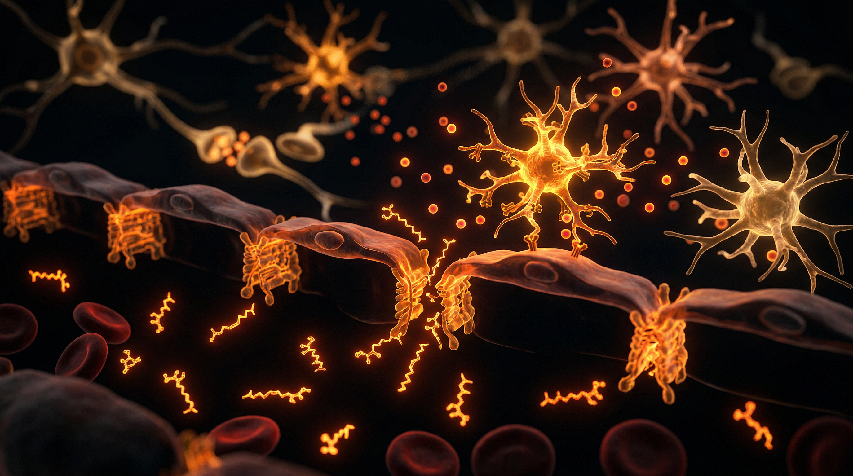 Scientific illustration for Neurological Inflammation: Seed Oils and the Blood-Brain Barrier