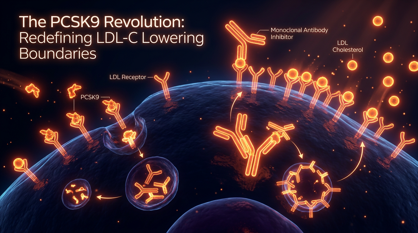 Scientific illustration for The PCSK9 Revolution: Redefining LDL-C Lowering Boundaries