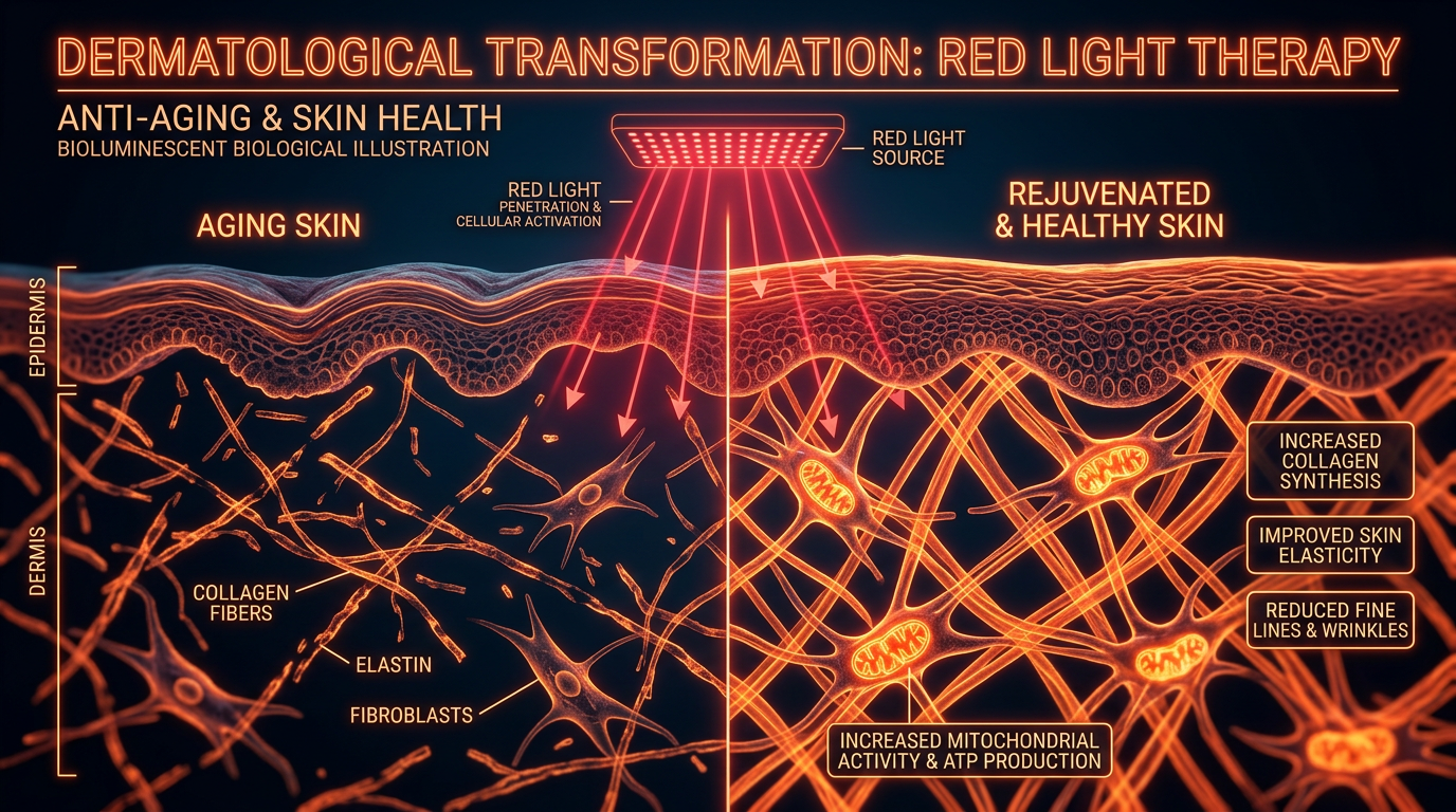 Scientific illustration for Dermatological Transformation: Red Light Therapy for Anti-Aging and Skin Health
