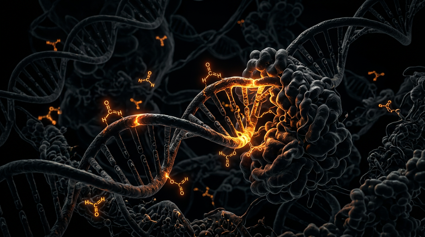 Scientific illustration for Invisible Off-gassing: Formaldehyde and DNA Cross-linking
