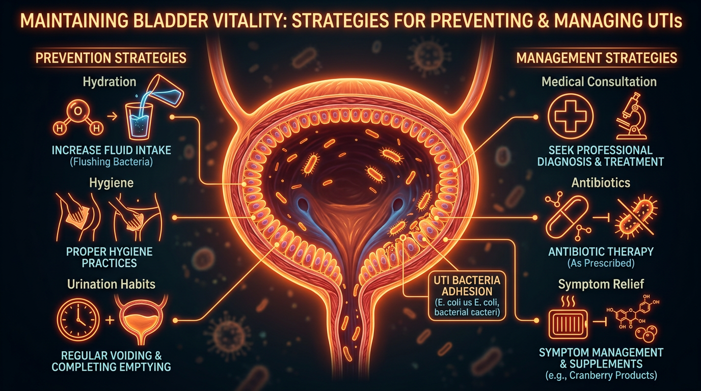 Scientific illustration for Maintaining Bladder Vitality: Strategies for Preventing and Managing UTIs