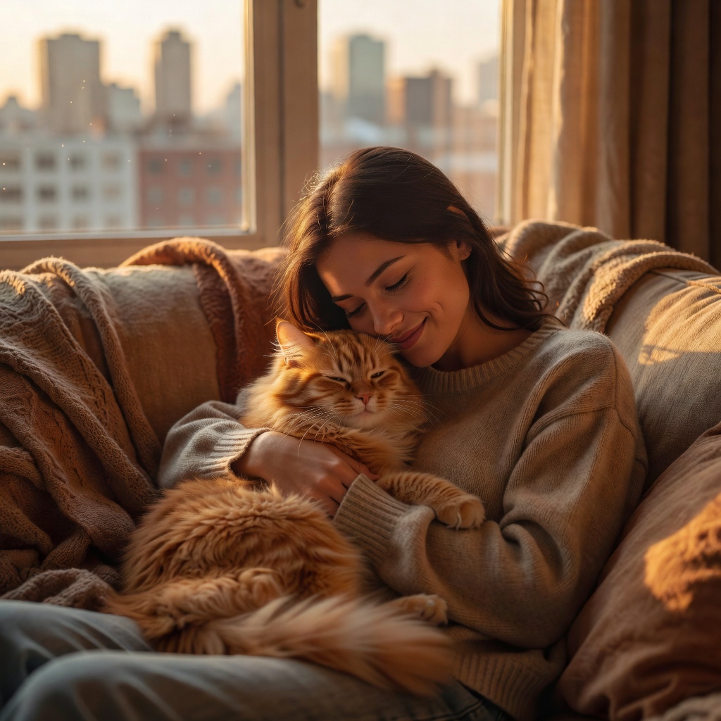 Happy cat parent with their cat
