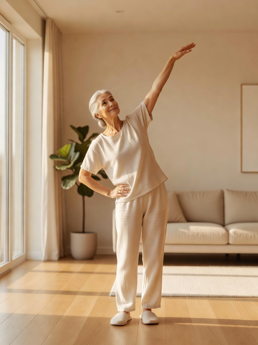 Active senior woman enjoying flexible movement