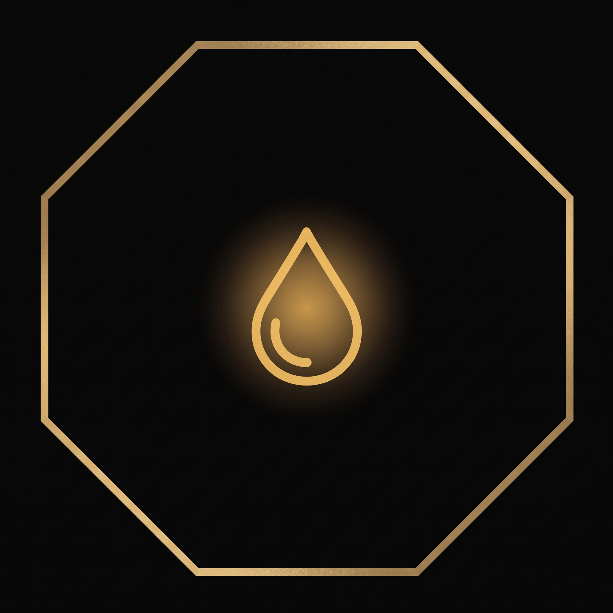 Golden water droplet icon representing hydration and purity