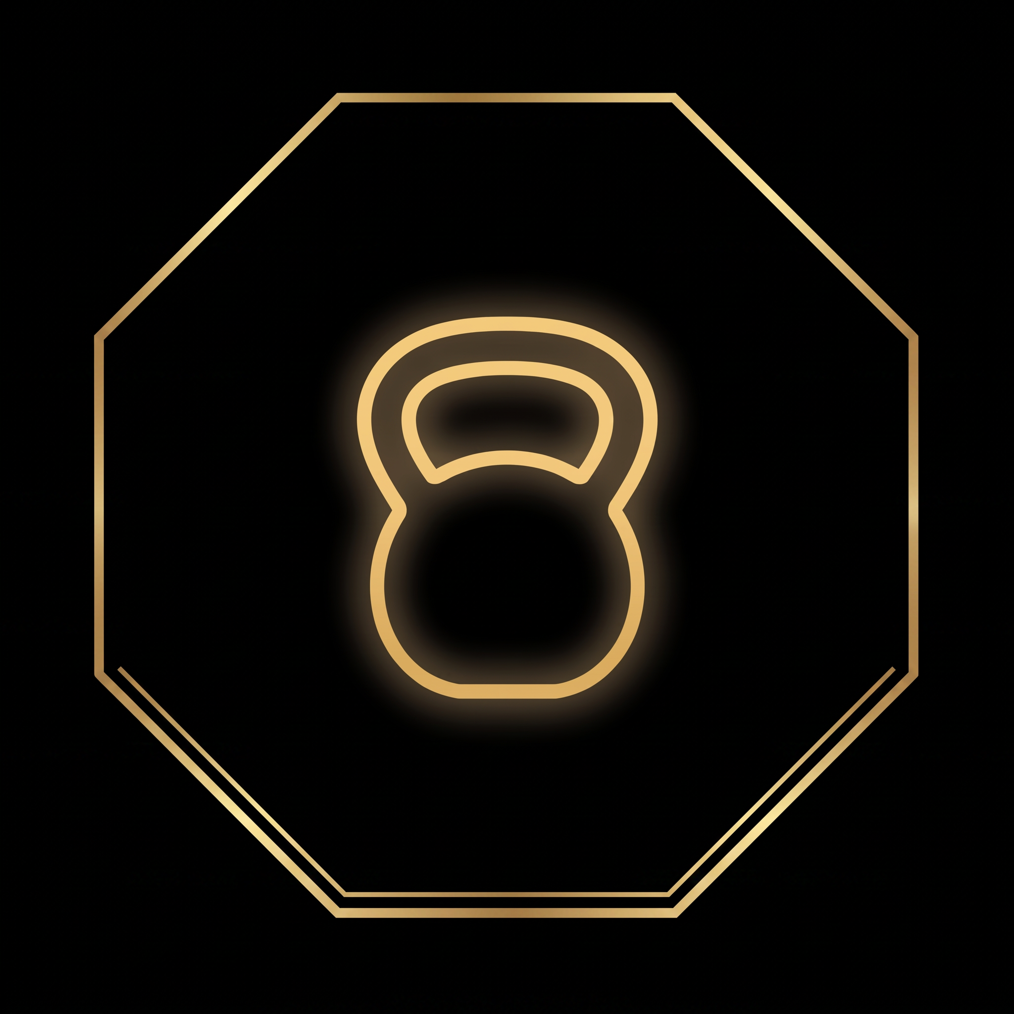 Golden kettlebell icon representing strength and fitness