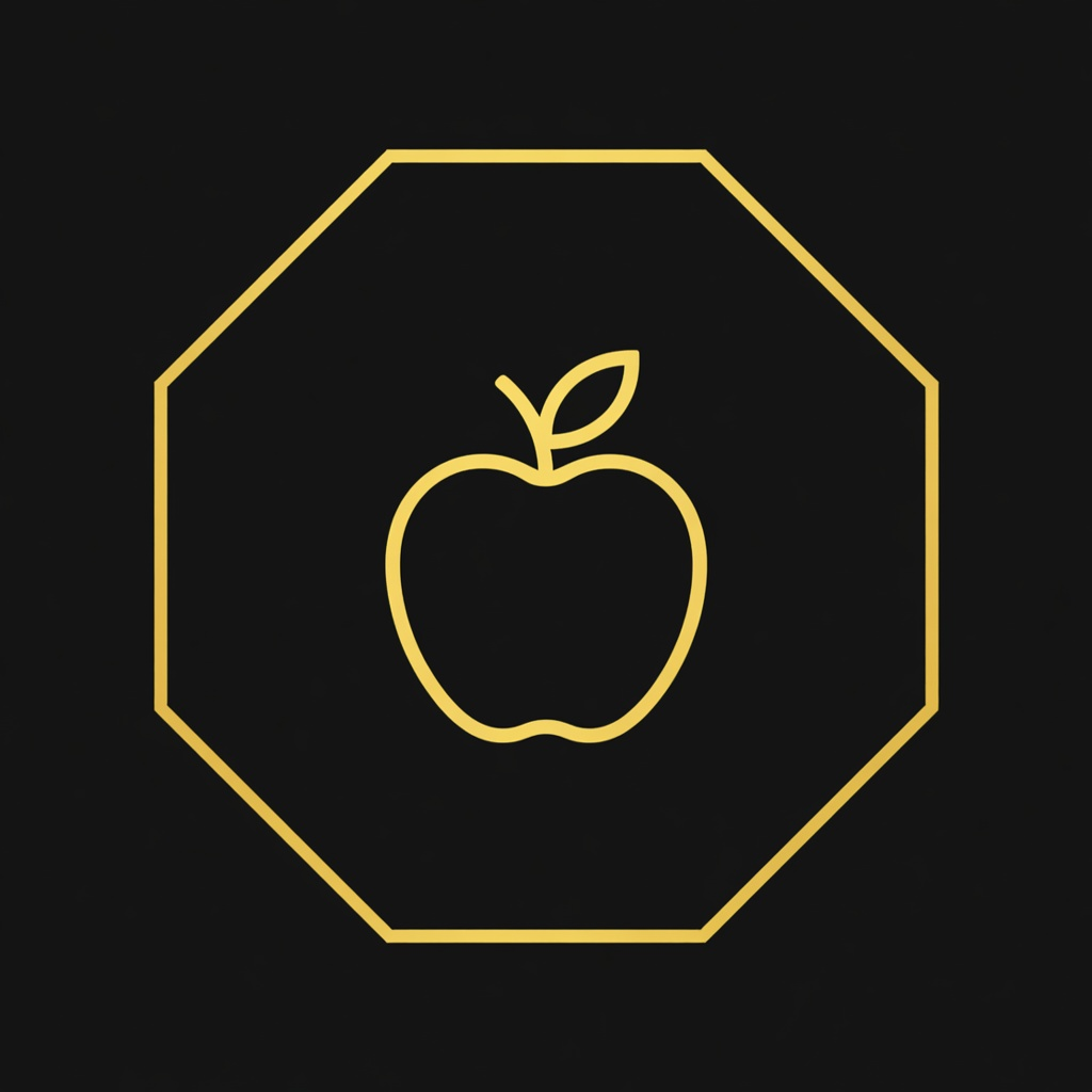Golden apple icon representing nutritious whole foods and vitality