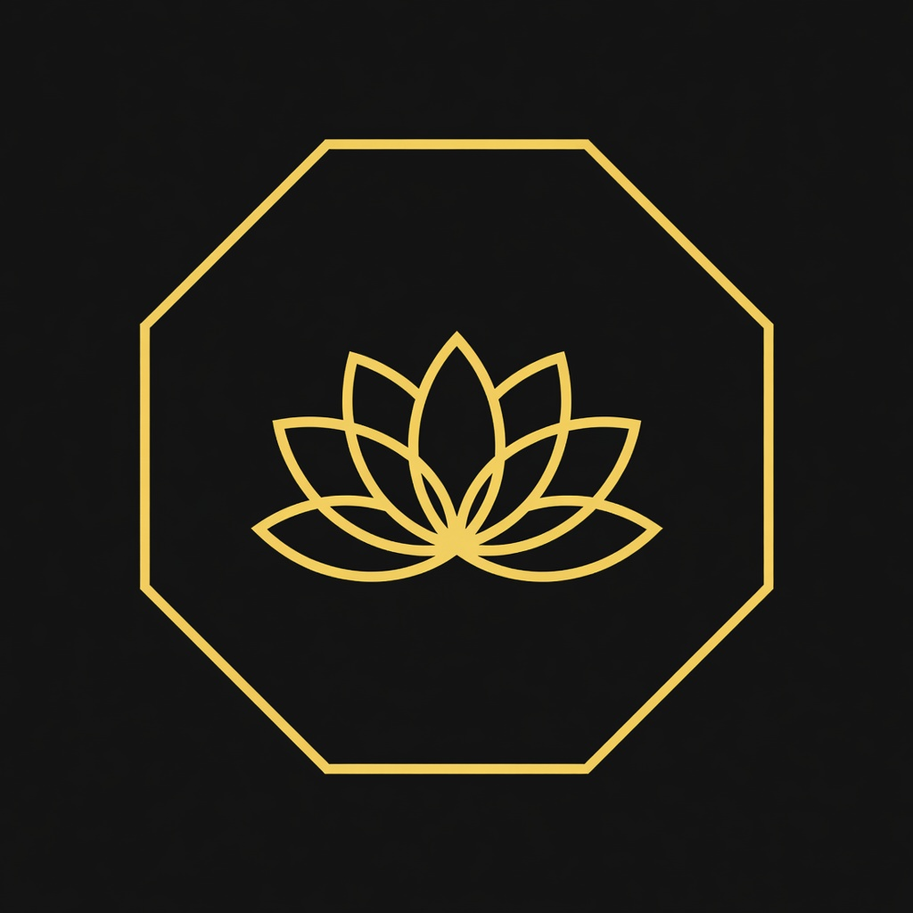 Golden lotus flower icon representing holistic wellness and renewal