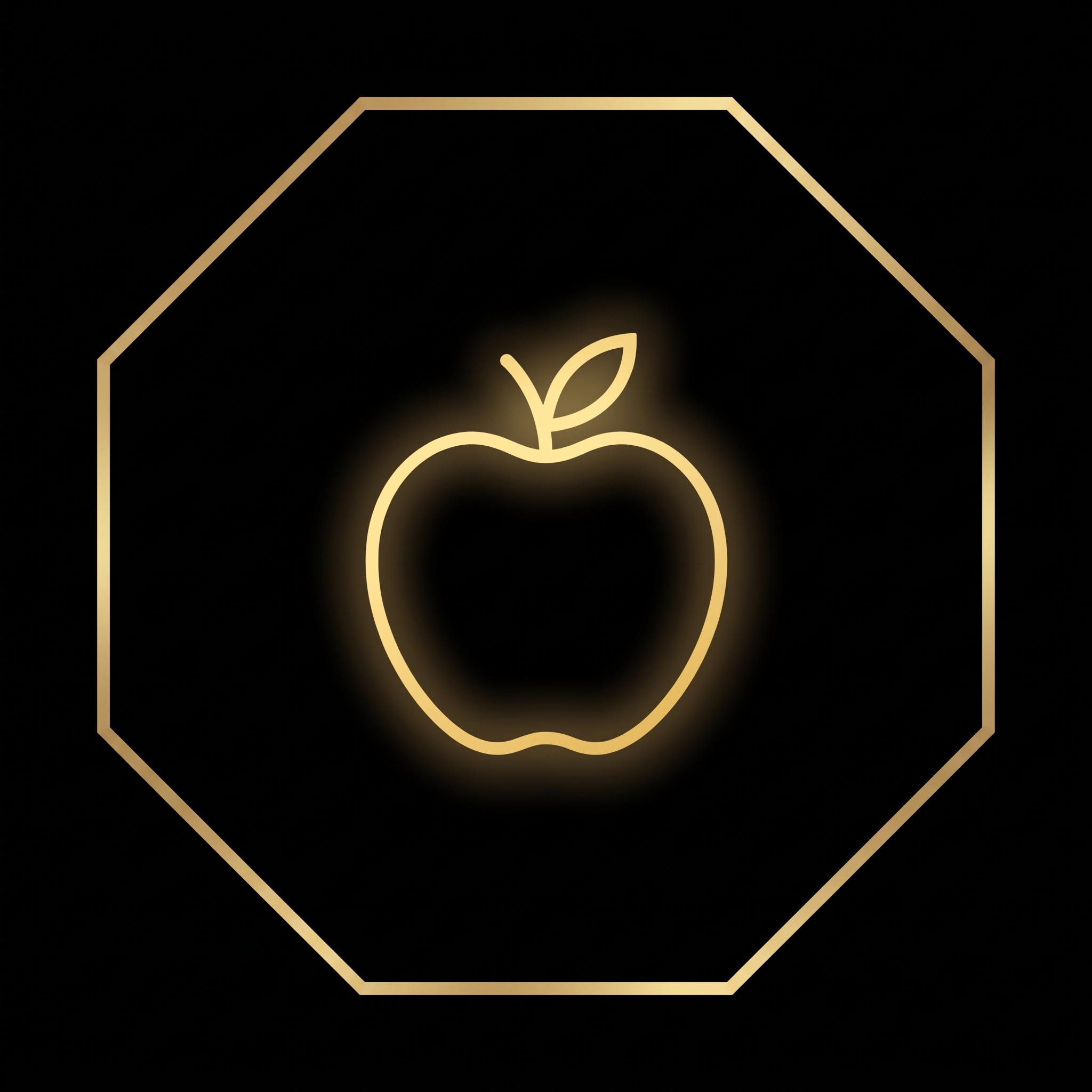 Golden apple with leaf icon representing natural nutrition