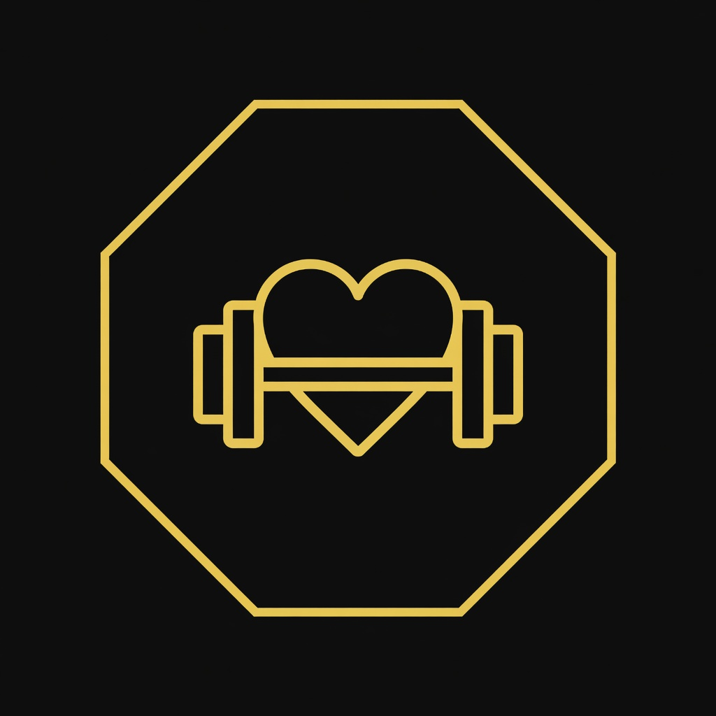 Dumbbell and heart icon representing fitness and heart health