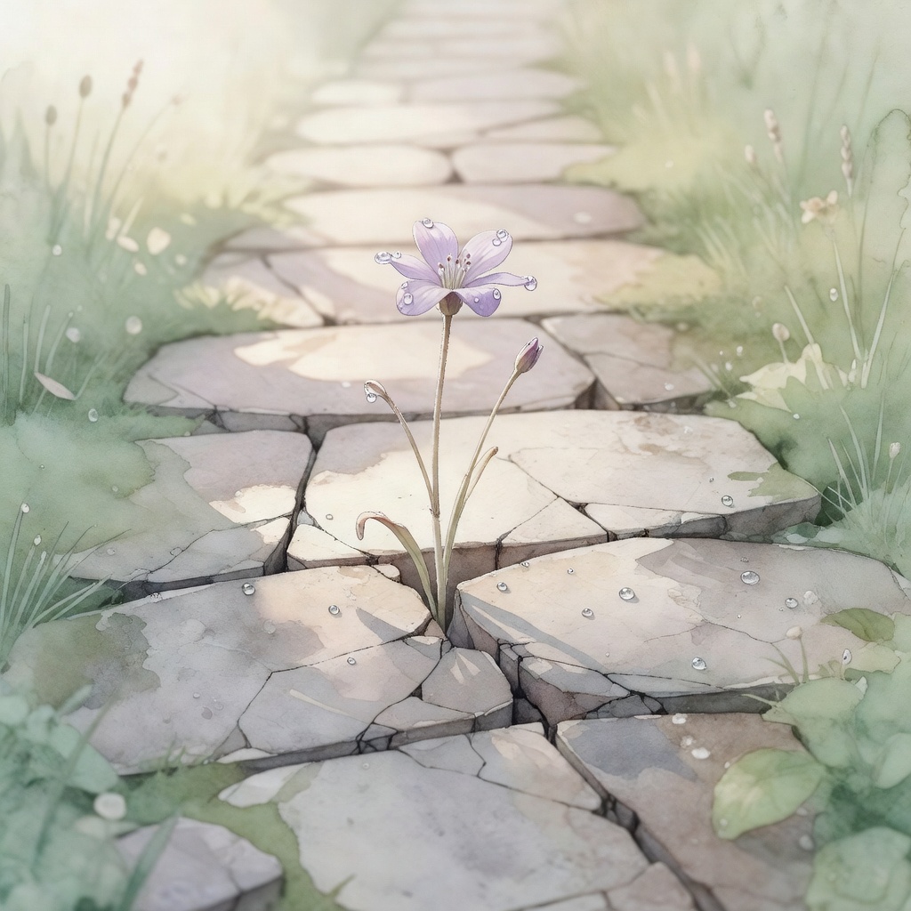 A winding mountain road or a river reflecting the sky, representing the non-linear path of healing