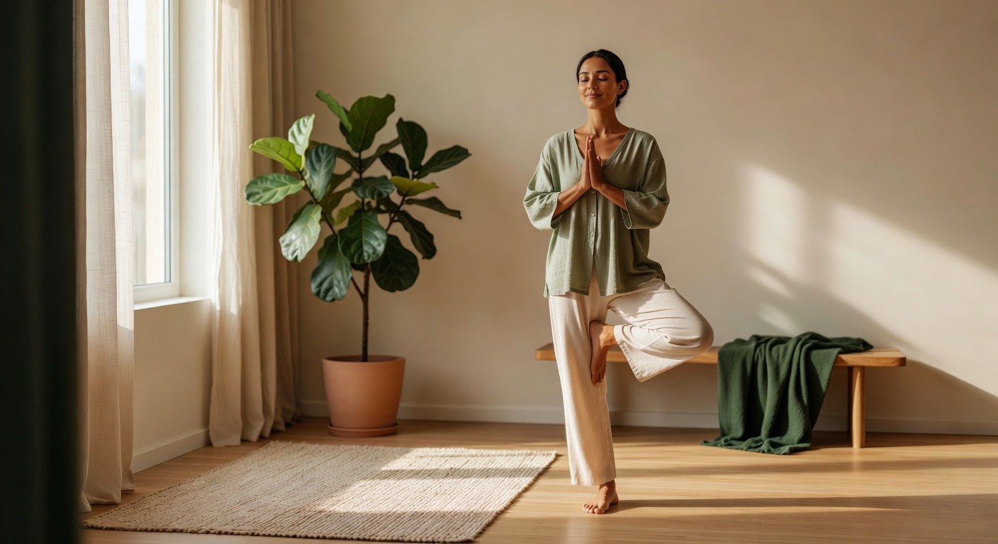 Calm yoga practice at home