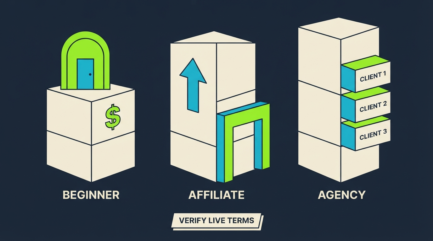 Buyer-fit lanes for Agentic Affiliate beginners, affiliate marketers, and agencies with verify-live-terms guidance