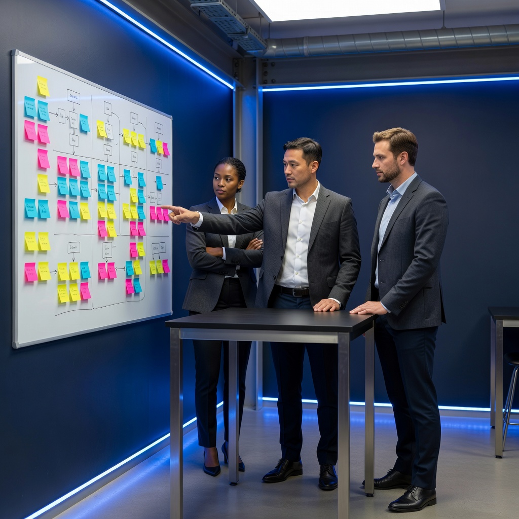 Ops team working through a problem together