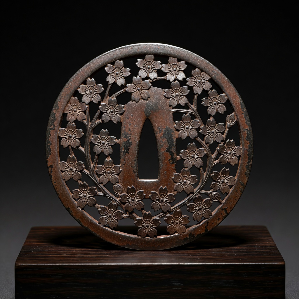 Edo Period Iron Samurai Katana Tsuba