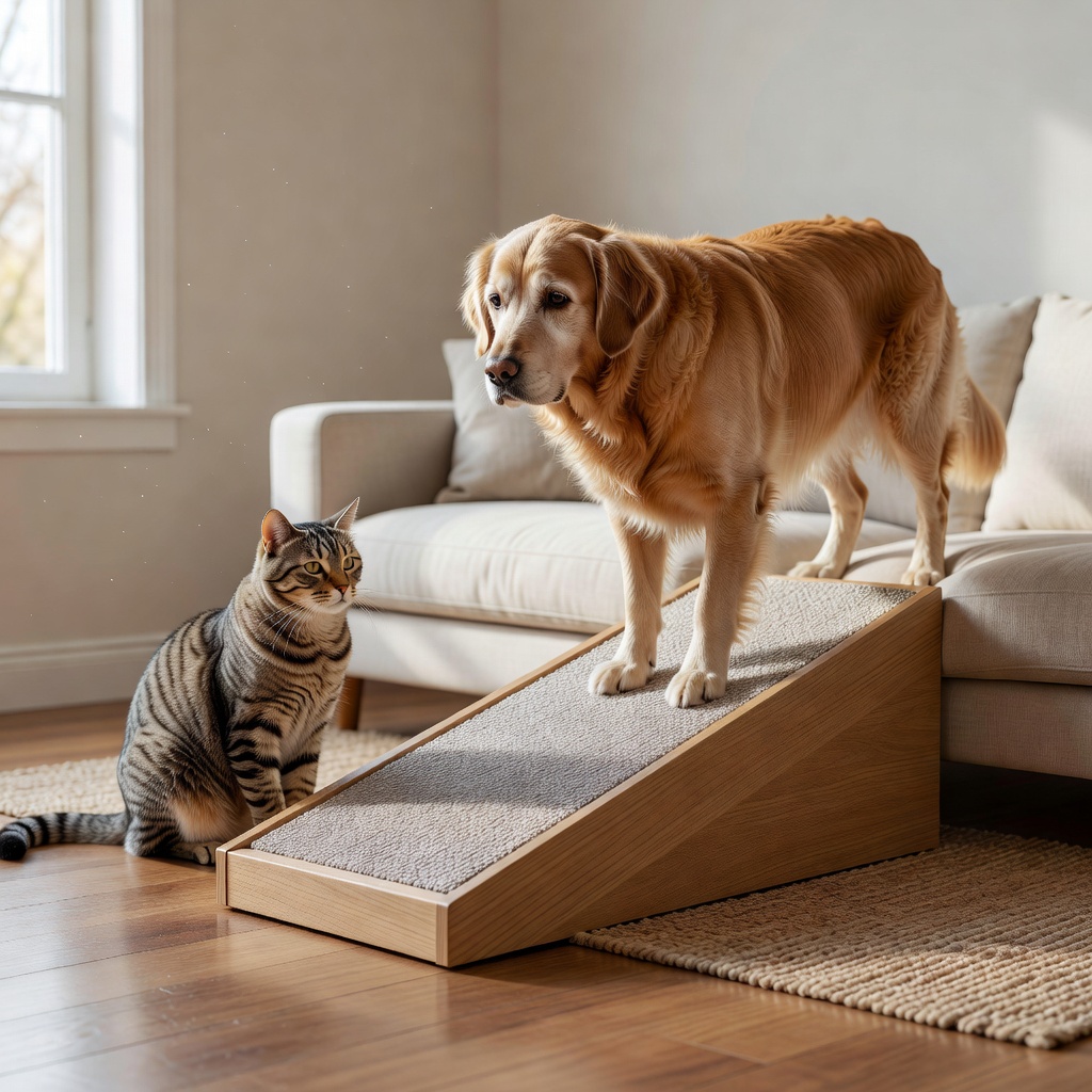 Low-Profile Pet Home Ramp - High-traction ramp for sofas, beds, and vehicles.